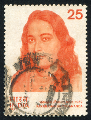 INDIA - CIRCA 1977: stamp printed by India, shows religious leader Paramahansa Yogananda, circa 1977. Credit www.box.com