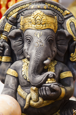 Idol of the Hindu Elephant God Ganesha in a sitting posture. Credit www.box.com